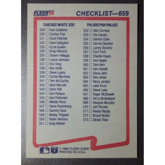 1990 Checklist Fleer Baseball Card #658 - Picture 1 of 2